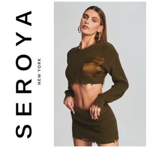 NWT Ser.O.Ya mid cropped Devin sweater in Fort Greene olive